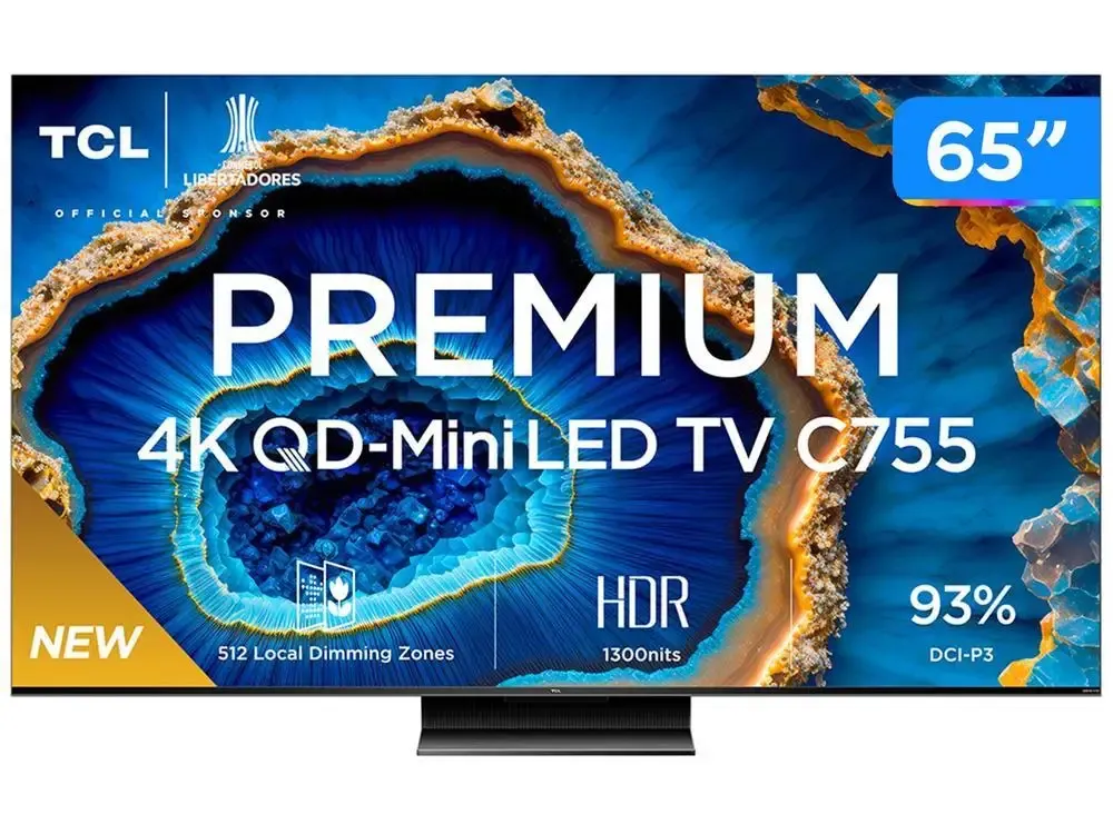 [Br] Smart Tv 65&Quot; 4k Uhd Qled Mini Led Tcl 65c755 120hz Wi-Fi Bluetooth 4 Hdmi 2 Usb